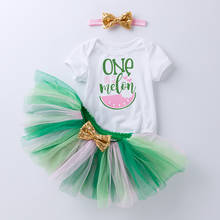 Watermelon Pattern Tutu Skirts Baby Clothing Set Cartoon Girl Bodysuit + Skirt + Headband Kids Cotton Summer Clothes 2024 - buy cheap