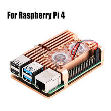 Корпус из алюминиевого сплава с охлаждающим радиатором, двойной вентилятор для Raspberry Pi 3/4 Model B,Pi 3 B +,Pi 2 Model B 2024 - купить недорого