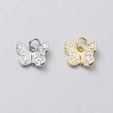 925 Sterling Silver Fancy Women Decoration Zircon Butterfly Charms Handmade S925 Silver Pendant Accessories DIY Jewelry Making 2024 - buy cheap