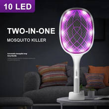 2 In 1 Electric Mosquito Swatter Insect Racket Zapper Fly Bug Trap Lamp 3000V 1200mAh Rechargeable Pest Bug Anti Mosquito Killer 2024 - buy cheap