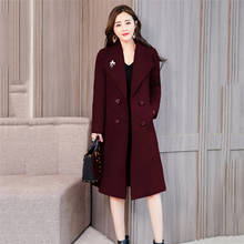 Femme solto casacos de lã feminino 2020 moda outono inverno dupla face cashmere casaco feminino longa seção casaco de lã outwear 2024 - compre barato