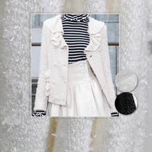 Vermelho raspberry frança branco preto tweed tecido material de vestuário outono jaqueta feminina casaco costura pano alfaiate frete grátis 2024 - compre barato