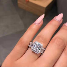 Ramos-anillo de compromiso de circón cuadrado para mujer, joyas de boda románticas de cristal austriaco, geométricas, AAA, fiesta 2024 - compra barato