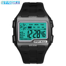SYNOKE-reloj deportivo con alarma LED para Hombre, pulsera Digital con esfera grande cuadrada, resistente al agua, electrónica 2024 - compra barato