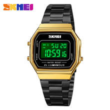 SKMEI Trend Square Digital Watch For Men Sport Waterproof LED Stainless Steel 12/24 Hour Gold Black Male  Wristwatch 1647 2024 - buy cheap