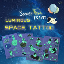 1 Sheet Luminous tattoo sticker for kids horse moon Airship pattern water transfer starry Space cartoon Tattoo Sticker RA049 2024 - buy cheap