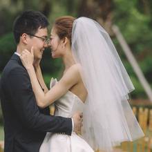 Marfim véus de casamento com pente de duas camadas simples macio tule véu de noiva branco casar véu barato noiva acessórios 2024 - compre barato