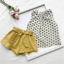 Conjunto roupas infantis verão meninas conjuntos de roupas infantis criança conjunto coreano fofo pontos camiseta + shorts roupas de bebê meninas 2024 - compre barato