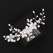 Trendy Bridal Hair Accessories Women Hairwear Wedding Hair Jewelry Bride Tiara Hair Comb Pearl Hair Accessories White Hair Comb 2024 - buy cheap