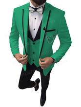 Anniebritánico-trajes verdes de moda para hombre, chaqueta ajustada para boda, esmoquin, traje de talla grande conjunto para hombre 2019 2024 - compra barato