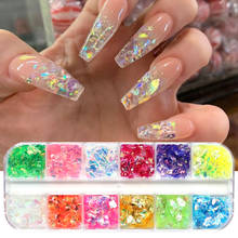 12Grids/Box 3D Flakes Fluorescent Nail Sequins Sparkly Paillette Nail Art Chunky Glitter Decorations DIY Manicure Accessories 2024 - buy cheap