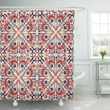 Blue Baroque Detailed Persian Carpet Colorful Mosaic Bathroom Curtain Waterproof Polyester Fabric 72 x 72 Inches Set with Hooks 2024 - buy cheap