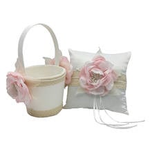Shabby Chic Burlap Lace Flower Girl Basket Ring Bearer Pillow for Wedding Party 2024 - buy cheap
