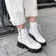 2020 Women's Boots white lace-up Plush Ankle Keep Warm Winter Boots For Women Autumn High Heel Metal Zipper Leather Boots Women 2024 - buy cheap