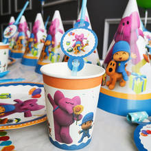 POCOYO детские товары для дня рождения с героями мультфильмов, детские украшения, одноразовый набор посуды, бумажные тарелки, чашка, баннер, детский душ 2024 - купить недорого