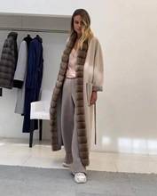 Arlenesain Double Cashmere Long Coat with Large Sable Shawl Neck That Creates A Enveloping Scarf Effect 2024 - buy cheap