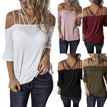 Casual Sexy Women T-shirts Off Shoulder Flare Sleeve Slash Neck Loose Shirt Streetwear Women Clothing Thin Summer White Tops 2024 - buy cheap