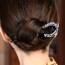 Moda u-shaped hairpin bent clip colorido strass preto vara de cabelo vintage feminino cabelo headwear clássico elegante garfos de cabelo 2024 - compre barato