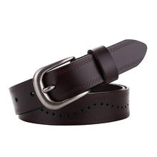 woman casual belt jeans Cowhide leather Pin buckle Hollow cowskin belts for women vintage Good quality fashion Female soft strap 2024 - buy cheap