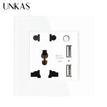 UNKAS-Indicador de potencia LED, toma de corriente Universal de 5 orificios conmutada con puerto de carga USB Dual para teléfono móvil, salida de 2.1A 2024 - compra barato