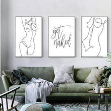 Pintura sobre lienzo para baño, carteles e impresiones minimalistas nórdicos, línea femenina desnuda, imagen artística de pared para decoración de cuarto de Ducha 2024 - compra barato