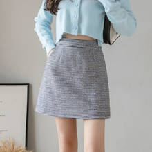 2020 New High Waisted Houndstooth Warm Skirt Women Autumn And Winter Women Skirts Woolen Wrap Skirt Pladi A-line Mini Skirt 2024 - buy cheap