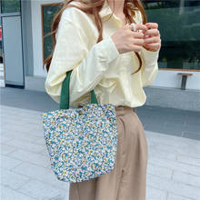 Hand-held Mini Cotton Fabric Bag Small Floral Shopping Handbags Ladies Vintage Tote Casual Shoulder Bag Zero Wallet Hasp Bag 2024 - buy cheap