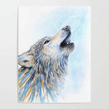 Pintura en lienzo de lobo gris nieve para decoración del hogar, impresiones en HD, imágenes de animales de Color agua, arte de pared, marco de póster Modular para sala de estar 2024 - compra barato