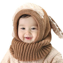 Conjunto de gorro e cachecol para bebês, 6-36 meses, lã grossa, à prova de vento, para meninos e meninas, pescoço de neve, aquecedor de caveira 2024 - compre barato
