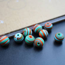 10Pcs 12mm Handmade Glass lampwork beads Green blue Orange stripes for jewelry Bracelet Necklace making Wholesale and Retail 2024 - buy cheap