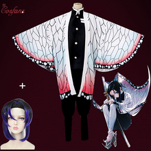 Disfraz de Anime Demon Slayer para mujer, Kimono con pelucas, Kimetsu no Yaiba Kochou Shinobu 2024 - compra barato