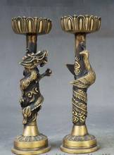 Marked China Dynasty Dragon Phoenix Statue Candle Holder Candlestick Pair 2024 - buy cheap