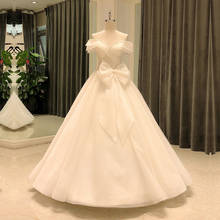 SL-6824 wedding dress 2021 elegant off shoulder short sleeve crystal bridal bow wedding gowns for bride dress woman 2024 - buy cheap