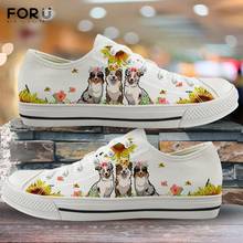 FORUDESIGNS Cute Cartoon Border Collie Dog/Puppy Printed Woman Canvas Shoes 2020 Casual Women Low Top Vulcanized Ladies Sneakers 2024 - buy cheap