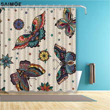 Colorful Butterfly Bathroom Curtain Retro Style Waterproof Shower Curtain Polyester Fabric Bath Curtain Accessories Shower Sets 2024 - buy cheap