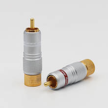 Conector rca dourado de alta qualidade, 4 peças, plug rca para cabo diy 2024 - compre barato