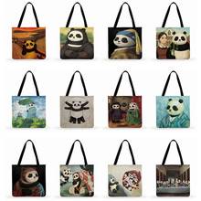 Screaming Panda Printed Bag Funny Famous Paintings Bag Foldable Shopping Bag For Women Casual Tote Ladies Shoulder Bag Beach Bag 2024 - buy cheap