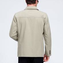 Деловой Повседневный хлопковый пиджак с отворотом, мужской брендовый пиджак с длинным рукавом, новинка 2020, осенняя однобортная Свободная верхняя одежда размера плюс 2024 - купить недорого