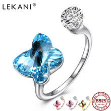 LEKANI Sterling Silver 925 Rings Adjustable Opening Romantic Butterfly Shape Austria Crystal Women Rings Anniversary Jewelry 2024 - buy cheap