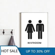 Restroom Sign Print Black White Wall Art Canvas Painting Poster Bath Wall Decor Picture Lavatory Public Toilet WC Signs Room Dec 2024 - buy cheap