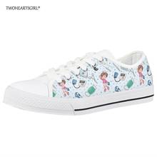 Twoheartsgirl-zapatos de lona con dibujos animados para mujer, zapatillas ligeras vulcanizadas, cómodas, para ocio 2024 - compra barato