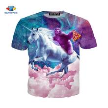 Camisetas con estampado 3D de Space Cat para hombre y mujer, ropa informal de verano para mujer, ropa de HIp Hop, Pizza, perezoso, Alpaca, unicornio, Hamburgo 2024 - compra barato