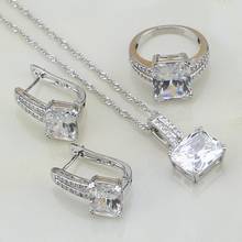 925 Silver Jewelry Sets For Women Wedding Accessories White Cubic Zirconia Crystal Earrings/Pendant/Necklace/Ring 2024 - buy cheap