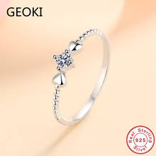 Geoki Pass Diamond Test 0.1 Ct Round Perfect Cut D Color VVS1 Moissanite Ring Luxury 925 Sterling Silver Engagement Rings Gift 2024 - buy cheap