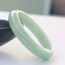 Pulseira natural com pedra a-class esculpida 54mm-62mm, pulseira verde clara, bracelete de princesa requintado 2024 - compre barato