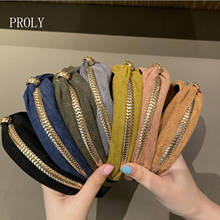 PROLY New Fashion Women Hairband Cross Knot Suede Cloth Alloy Chain Headband Center Knot Casual Turban Hair Accessories 2024 - buy cheap