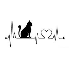 Fashion Car Sticker Pet Cat Heartbeat Lifeline Car Window Accessories Cover Scratches Reflective PVC 20cm X 9cm 2024 - buy cheap