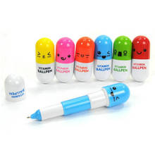 Kawaii Cute Oily Ink Capsule Pill Ball Pens Blue Ballpoint Pens for School Office Writing Creativity Stationery Student Supplies 2024 - buy cheap