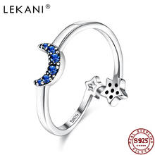 LEKANI-anillo de compromiso de Plata de Ley 925 auténtica para mujer, joyería brillante, Luna Azul, Estrella abierta, ajustable, para boda 2024 - compra barato