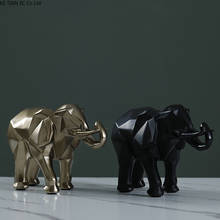 Abstract Geometric Resin Elephant Sculpture Imitation Metal Origami Animal Figurines Crafts Desktop Elephant Ornaments Home Deco 2024 - buy cheap